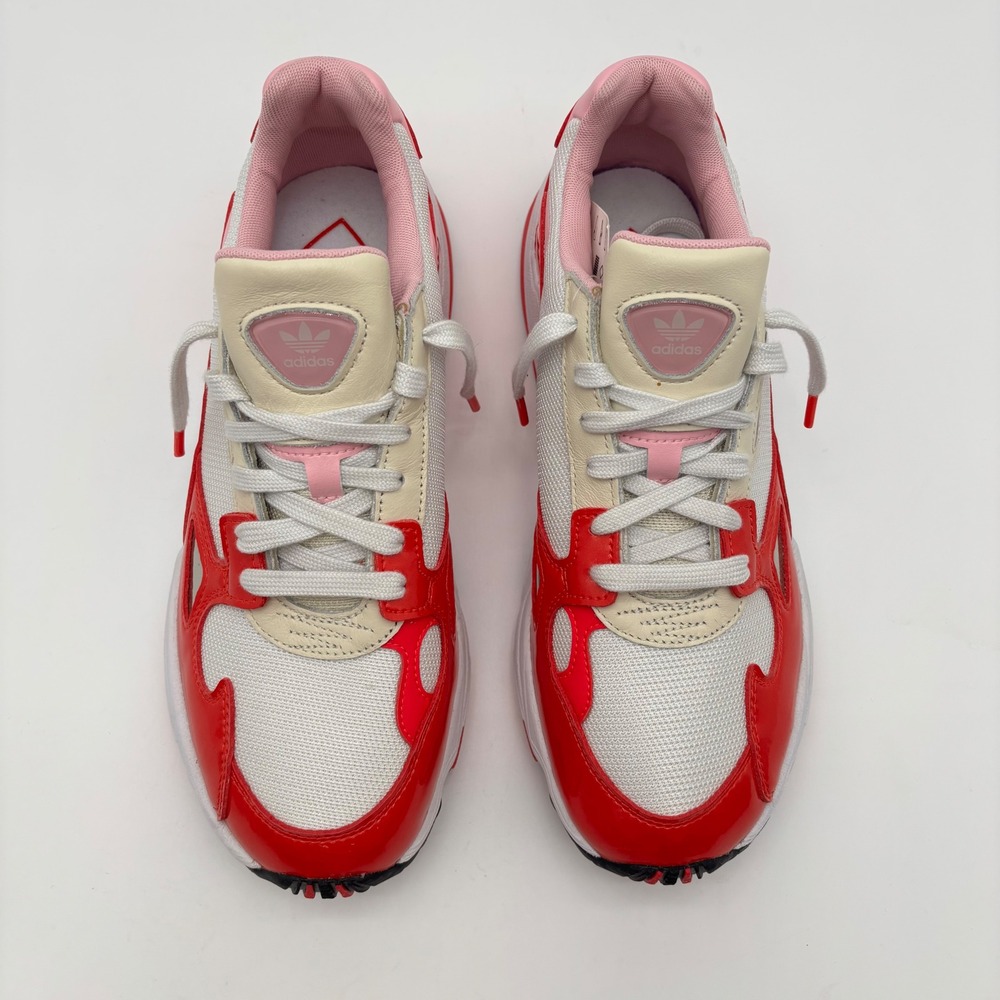 Adidas Falcon Red Pink White Patent Leather Chunky Sneakers Mens 10.5 - Picture 6 of 6